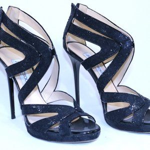 Jimmy Choo Black Sequin Sandals